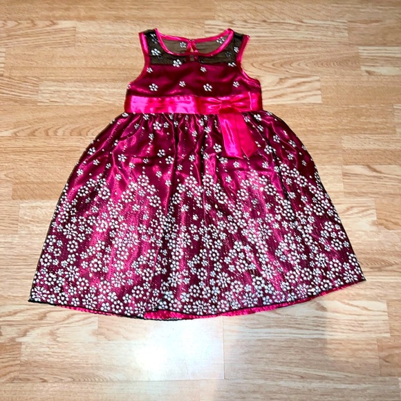Love Pink Dress with Sparkly White Flowers Size 5 - Picture 1 of 4